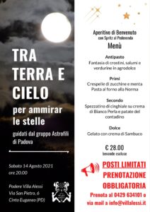 Tra terra e cielo per ammirar le stelle a Villa Alessi