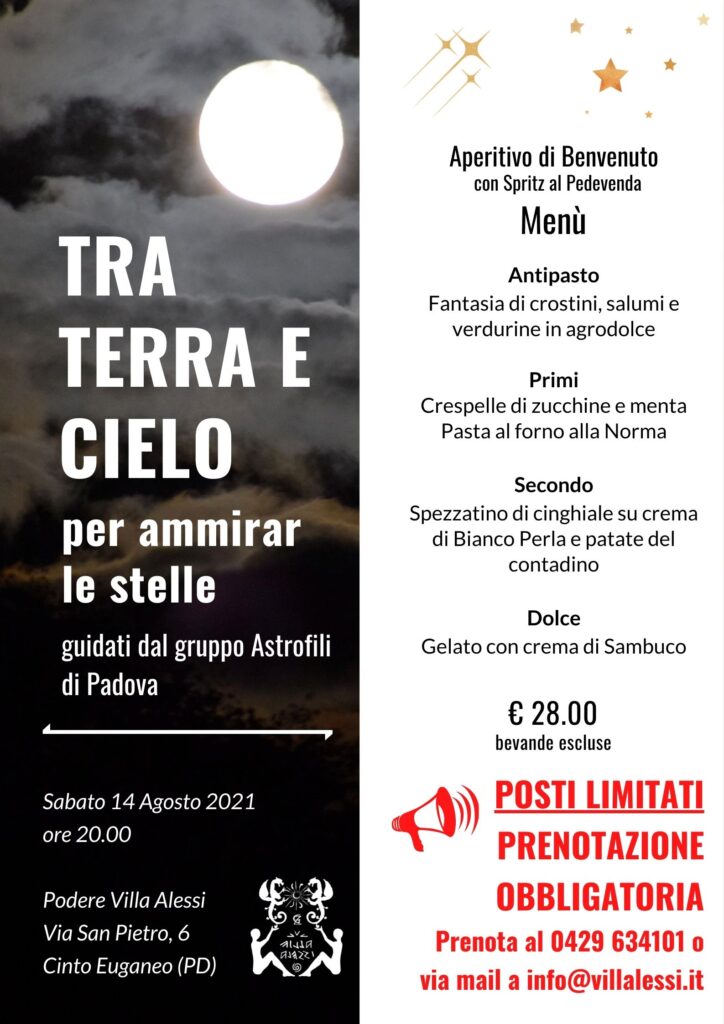 Tra terra e cielo per ammirar le stelle a Villa Alessi